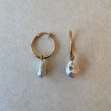 Large Keshi Pearl Gold Hoop