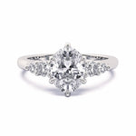 MOHSTEN JEWELLERS - FLORENCE-  OVAL cut diamond cathedral 5 stone engagement ring, white gold,  top view