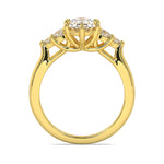 MOHSTEN JEWELLERS - FLORENCE-  OVAL cut diamond cathedral 5 stone engagement ring, yellow gold,  side view