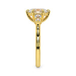 MOHSTEN JEWELLERS - FLORENCE-  OVAL cut diamond cathedral 5 stone engagement ring, yellow gold,  side view 1