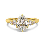 MOHSTEN JEWELLERS - FLORENCE-  OVAL cut diamond cathedral 5 stone engagement ring, yellow gold,  top view