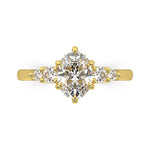 MOHSTEN JEWELLERS - FLORENCE-  OVAL cut diamond cathedral 5 stone engagement ring, yellow gold,  top view 1