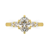 MOHSTEN JEWELLERS - FLORENCE-  OVAL cut diamond cathedral 5 stone engagement ring, yellow gold,  top view 1