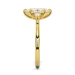 MOHSTEN JEWELLERS - Kashan-  marquise cut diamond cathedral trilogy pear side stone engagement ring, white gold,  side  view