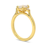MOHSTEN JEWELLERS - Kashan-  marquise cut diamond cathedral trilogy pear side stone engagement ring, white gold,  side  view 2