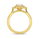 MOHSTEN JEWELLERS - Kashan-  marquise cut diamond cathedral trilogy pear side stone engagement ring, white gold,  through finger view