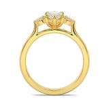MOHSTEN JEWELLERS - Kashan-  marquise cut diamond cathedral trilogy pear side stone engagement ring, white gold,  through finger view