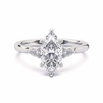 MOHSTEN JEWELLERS - Kashan-  marquise cut diamond cathedral trilogy pear side stone engagement ring, white gold,  top view