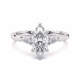 MOHSTEN JEWELLERS - Kashan-  marquise cut diamond cathedral trilogy pear side stone engagement ring, white gold,  top view