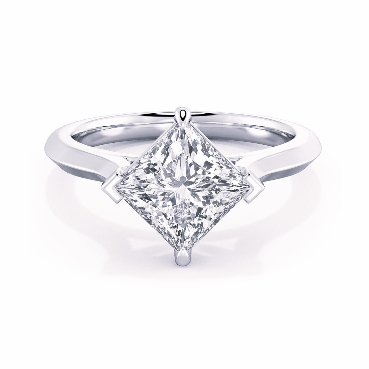 MOHSTEN JEWELLERS - Odessa-  off-set princess cut diamond cathedral solitaire engagement ring, white gold,  top view