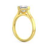 MOHSTEN JEWELLERS - Odessa-  off-set princess cut diamond cathedral solitaire engagement ring, yellow gold,  side angle view