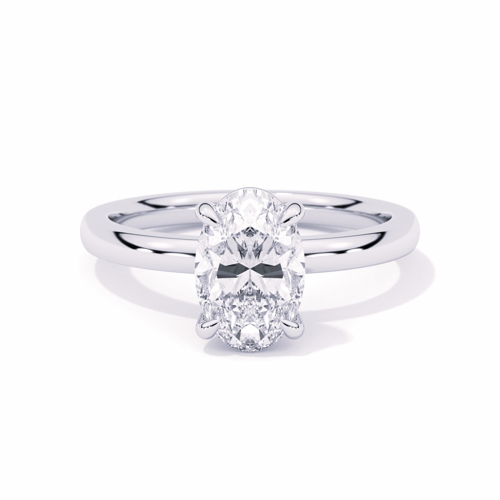 MOHSTEN JEWELLERS - Osaka Oval diamond solitaire Engagement Ring ,White Gold, Front View