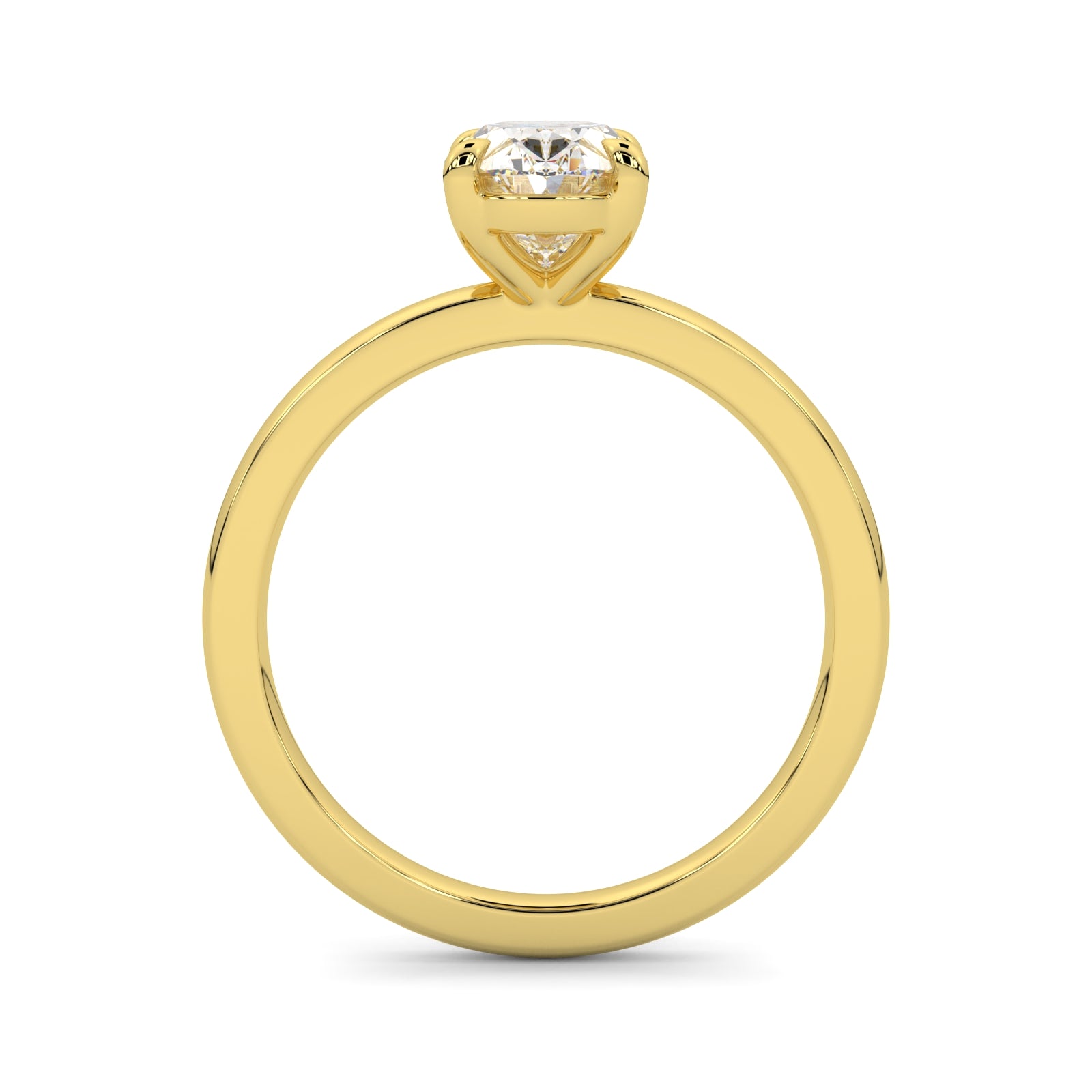 MOHSTEN JEWELLERS - Osaka Oval diamond solitaire Engagement Ring ,yellow Gold, Through Finger View