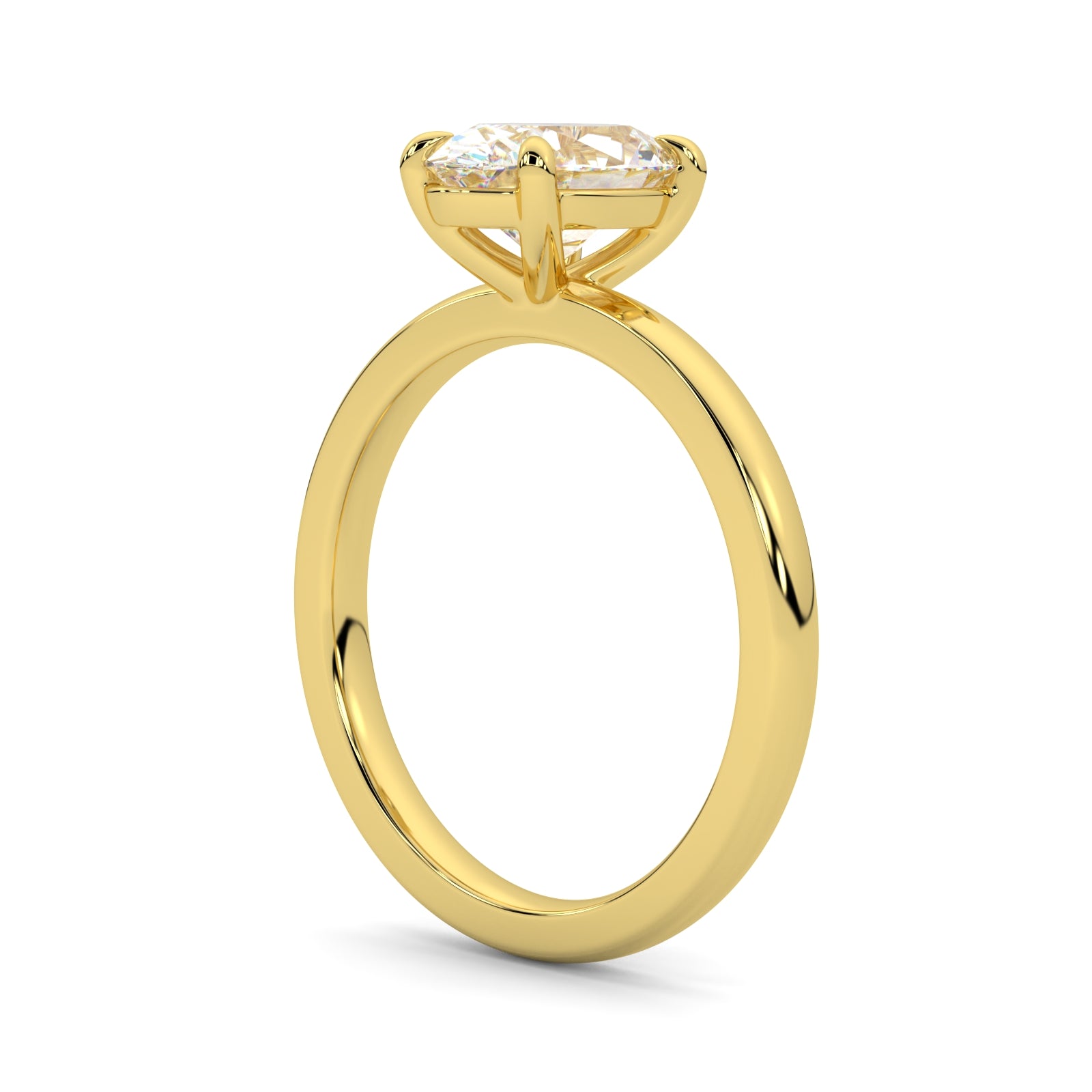 MOHSTEN JEWELLERS - Osaka Oval diamond solitaire Engagement Ring ,yellow Gold, side angle View