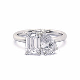 MOHSTEN JEWELLERS . CAIRO toi et moi diamond engagement ring - pear cut and emerald cut - WHITE gold - top view