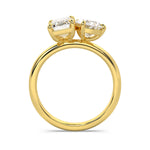 MOHSTEN JEWELLERS . CAIRO toi et moi diamond engagement ring - pear cut and emerald cut - yellow gold -  through finger  view