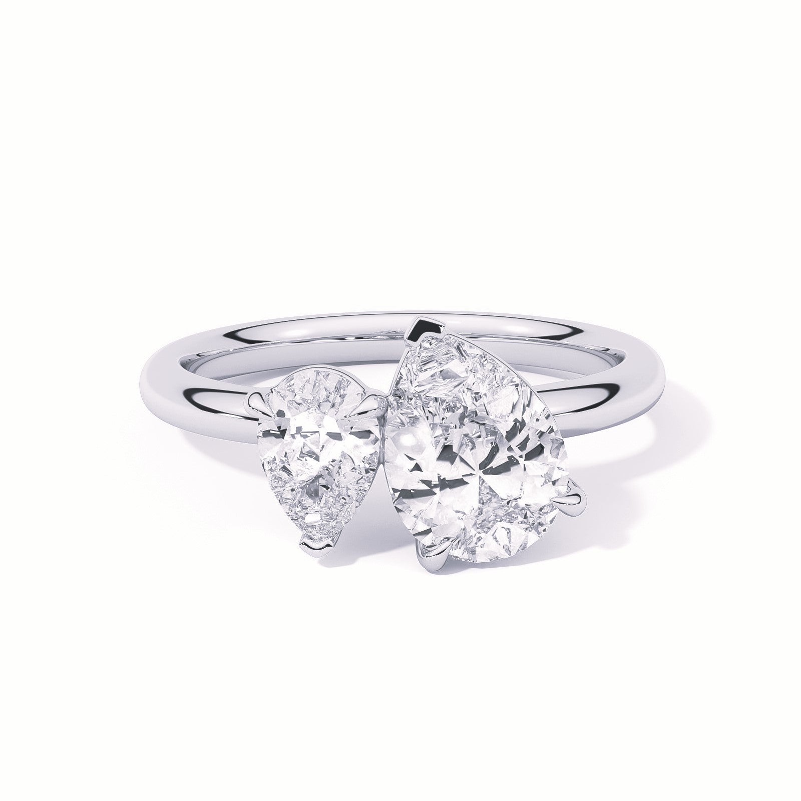 MOHSTEN JEWELLERS . CAIRO toi et moi diamond engagement ring - pear cut and pear cut - white gold -  top view