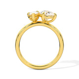 MOHSTEN JEWELLERS . CAIRO toi et moi diamond engagement ring - pear cut and pear cut - yellow gold -  through finger view
