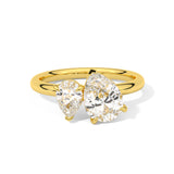 MOHSTEN JEWELLERS . CAIRO toi et moi diamond engagement ring - pear cut and pear cut - yellow gold -  top view