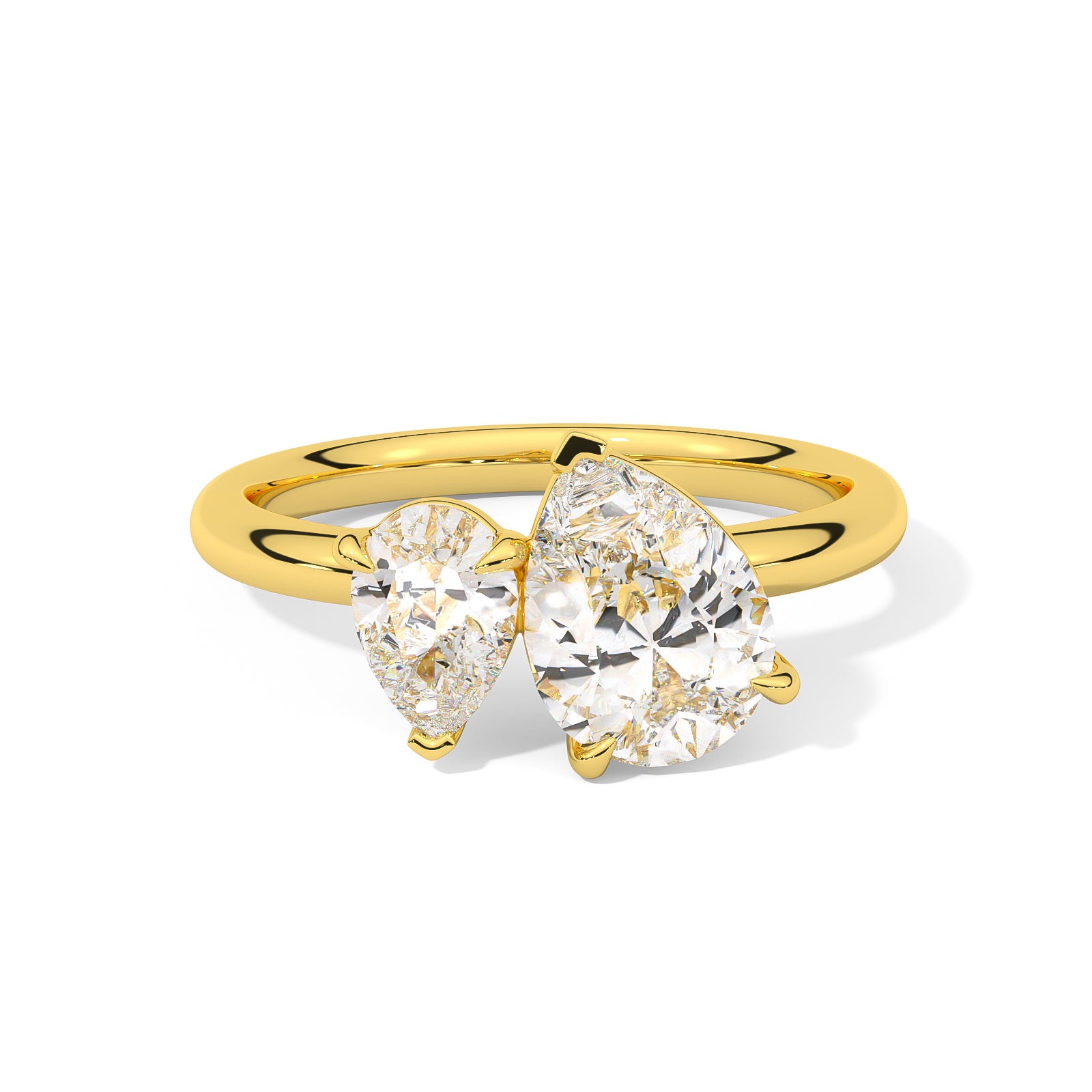 MOHSTEN JEWELLERS . CAIRO toi et moi diamond engagement ring - pear cut and pear cut - yellow gold -  top view