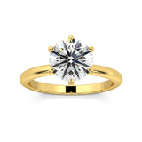 MOHSTEN JEWELLERS Jaipur - 18CT YELLOW GOLD six claw Round brilliant Diamond solitaire Engagement ring - TOP ANGLE  view