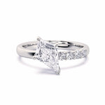 MOHSTEN JEWELLERS, MARBELLA off-set kite diamond solitaire engagement ring - white gold - top view  