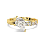 MOHSTEN JEWELLERS, MARBELLA off-set kite diamond solitaire engagement ring - yellow gold - top view  