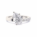 MOHSTEN JEWELLERS, MARBELLA off-set pear diamond solitaire engagement ring -  white gold -  top view