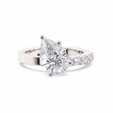 MOHSTEN JEWELLERS, MARBELLA off-set pear diamond solitaire engagement ring -  white gold -  top view