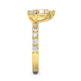 MOHSTEN JEWELLERS, MARBELLA off-set pear diamond solitaire engagement ring -  yellow gold -  side  view