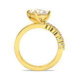 MOHSTEN JEWELLERS, MARBELLA off-set pear diamond solitaire engagement ring -  yellow gold -  through finger view