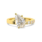 MOHSTEN JEWELLERS, MARBELLA off-set pear diamond solitaire engagement ring -  yellow gold -  top view