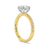 MOHSTEN JEWELLERS, Manilla round brilliant diamond four claw solitaire engagement ring , yellow gold, side angle view