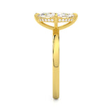 MOHSTEN JEWELLERS, Niseko Marquise diamond solitaire engagement ring with hidden halo. yellow gold. side view