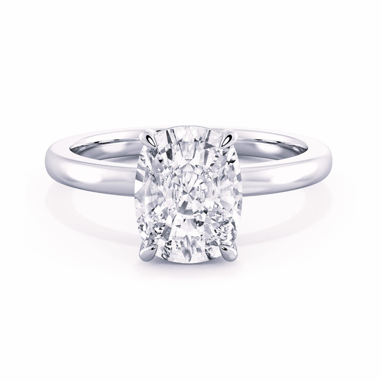 MOHSTEN JEWELLERS Osaka_elongated_cushion_cut diamond solitaire engagement_ring, top view, white gold