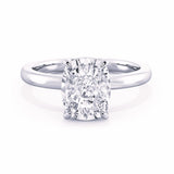 MOHSTEN JEWELLERS Osaka_elongated_cushion_cut diamond solitaire engagement_ring, top view, white gold