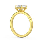 MOHSTEN JEWELLERS, Osaka elongated cushion cut diamond solitaire engagement ring , yellow gold, side angle view