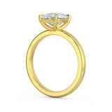 MOHSTEN JEWELLERS, Osaka elongated cushion cut diamond solitaire engagement ring , yellow gold, side angle view