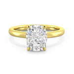 MOHSTEN JEWELLERS Osaka_elongated_cushion_cut diamond solitaire engagement_ring, yellow gold, top view
