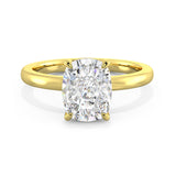 MOHSTEN JEWELLERS Osaka_elongated_cushion_cut diamond solitaire engagement_ring, yellow gold, top view