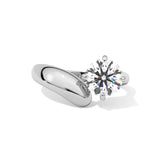 MOHSTEN JEWELLER - GRANADA - compass set four claw solitaire swept band engagement ring, white gold, top view