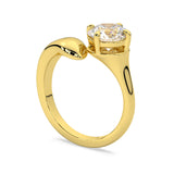 MOHSTEN JEWELLER - GRANADA - compass set four claw solitaire swept band engagement ring, yellow gold, side angle view