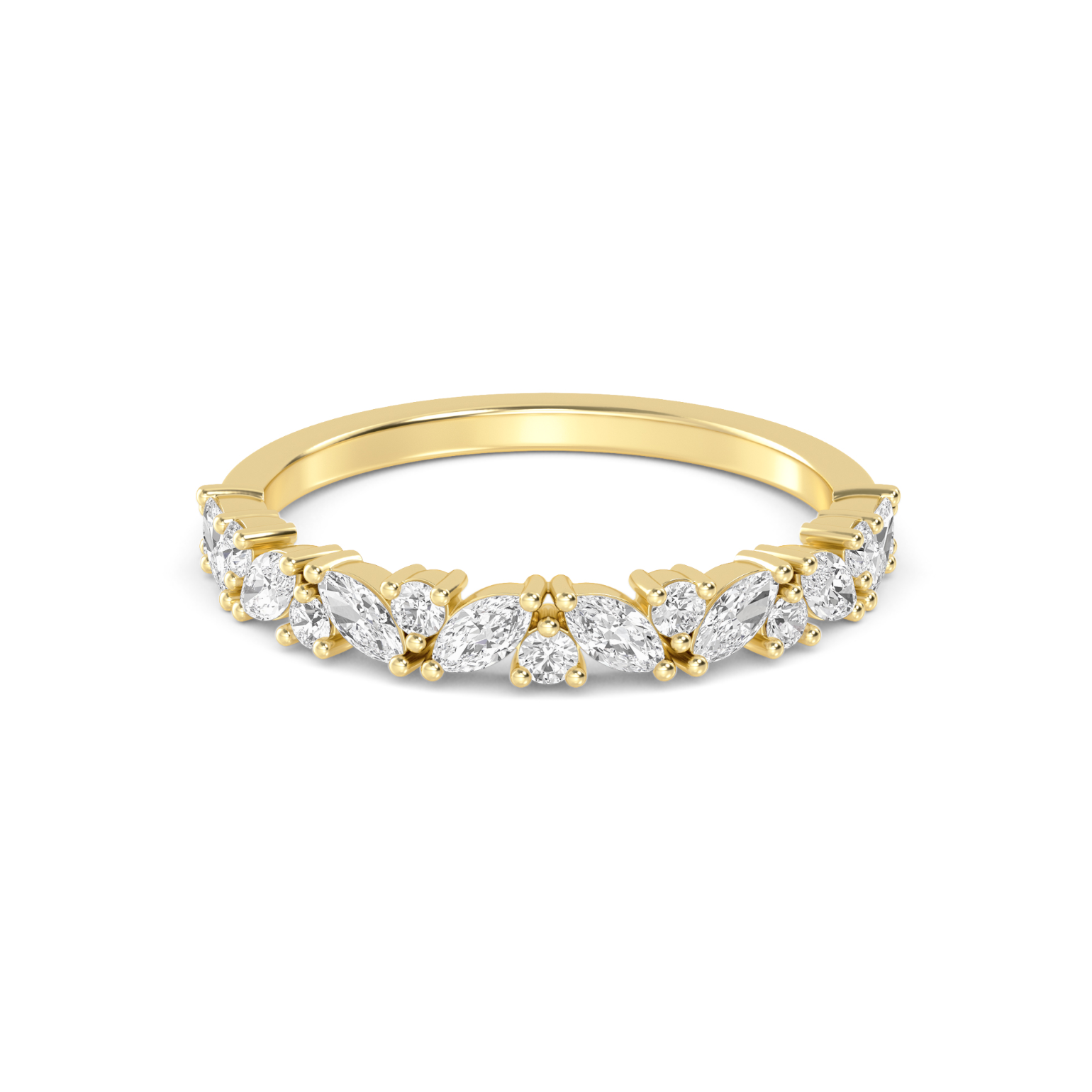 Aoraki Marquise & Round Diamond Band in 18ct White Gold, tick-tack marquise and round diamond setting