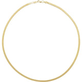 Mini herringbone necklace in 14ct gold, 2.8 mm wide and 40 cm long, shown on white background