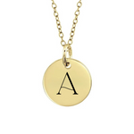 9ct Yellow Gold Mini Engravced Disc Pendant Necklace with Personalised Initial