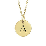 9ct Yellow Gold Mini Engravced Disc Pendant Necklace with Personalised Initial