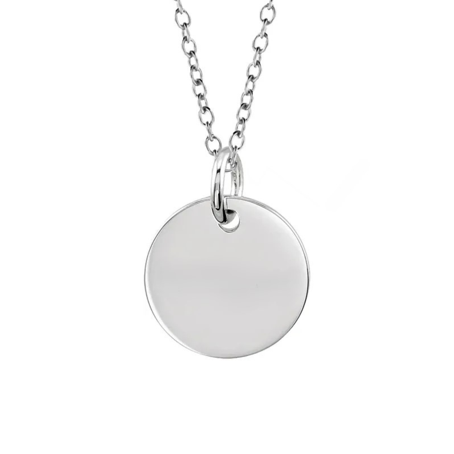 9ct White Gold Mini Engraved Disc Pendant Necklace with Personalised Initial