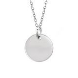 9ct White Gold Mini Engraved Disc Pendant Necklace with Personalised Initial