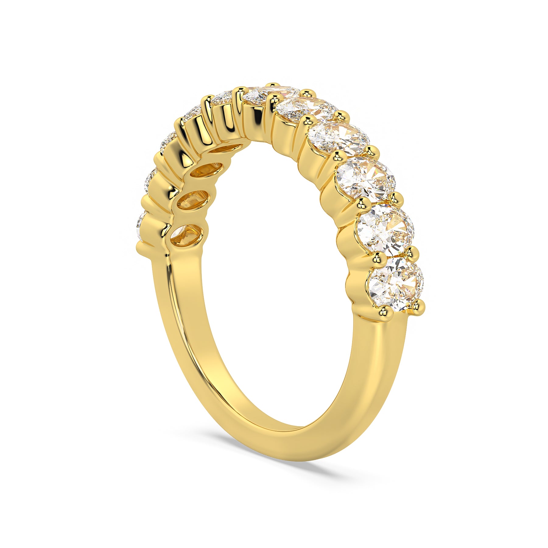 Sierra Oval Cut Diamond Band in 18ct yellow Gold  oval lab-grown diamonds, shared claw design