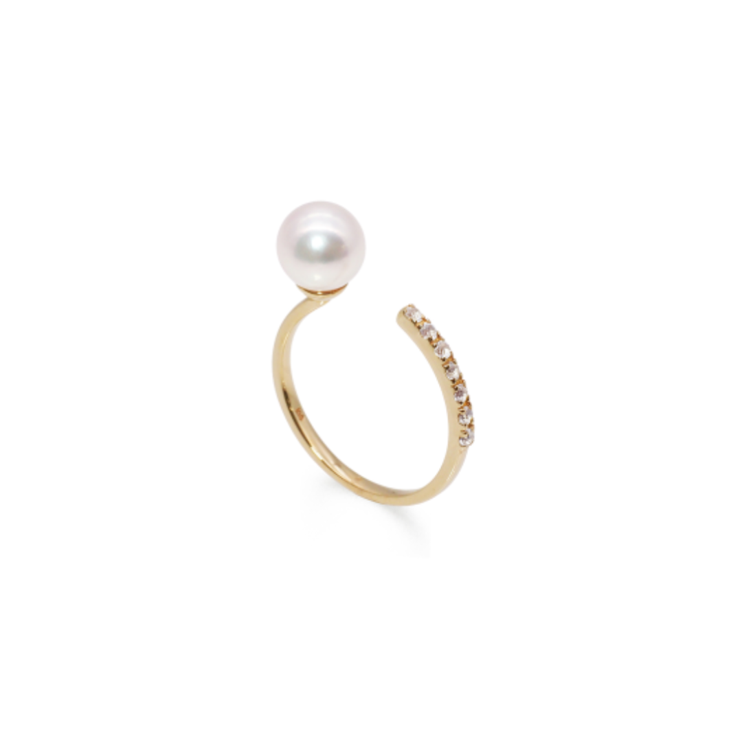 Pearl Diamond split  ring